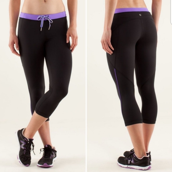lululemon athletica Pants - Lululemon Beach Runner Black Crop Tie Leggings 6
